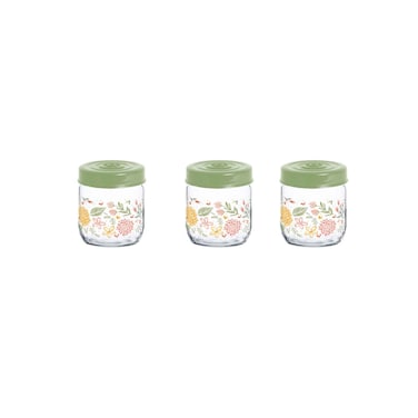 Herevin Decorated Glass Jar Set Assorted 425mlx3 Pieces