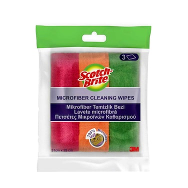 3M Scotch Brite Microfiber Cleaning Wipes 31cmx29cm 3 Pieces