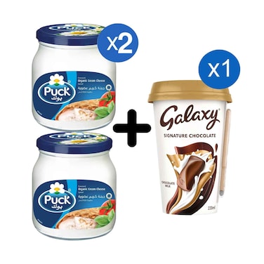 Buy 2 Puck Organic Cream Cheese Spread Jar 500g &amp; Get 1 Galaxy Signature Chocolate Milk 220ml Free