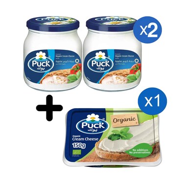 Buy 2 Puck Organic Cream Cheese Spread Jar 500g &amp; Get 1 Puck Organic Cream Cheese Plain 150g Free