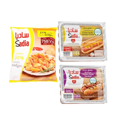 Sadia Chicken Cheese Franks 340g &amp; Sadia Chicken Franks Smoked 340g &amp; Sadia Potato Wedges 750g