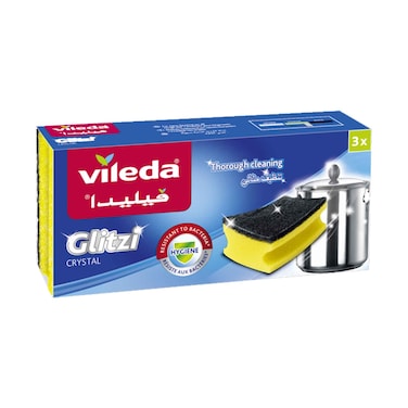 Vileda Glitzi Antibacterial Sponge Scourer x3