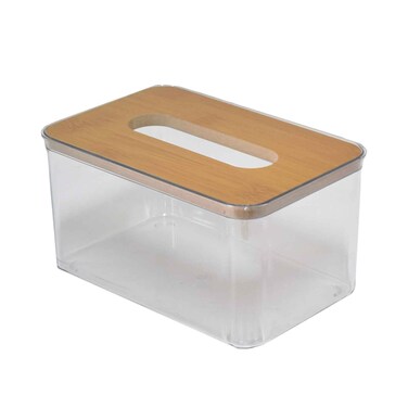 N.Veon Plastic Tissue Box With Wooden Lid Assorted