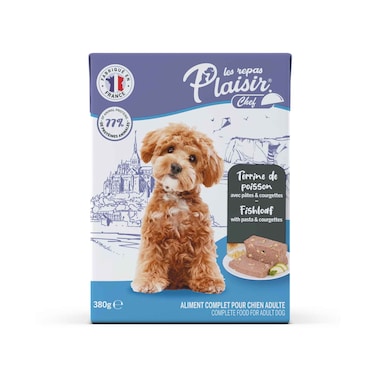 طعام رطب للكلاب البالغة من بليزير شيف، رغيف سمك مع المعكرونة والكوسا 380غ
