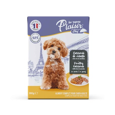 طعام رطب للكلاب البالغة من بليزير شيف، طاجن دواجن مع الأرز والجزر بمرق 380غ