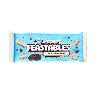 Mr Beast Feastables Cookies &amp; Creme Chocolate Bar 60g
