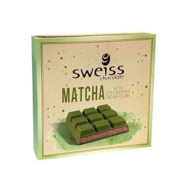 Sweiss Chocolate Matcha With Strawberry Cream Filling 100g