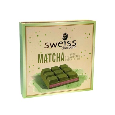 Sweiss Chocolate Matcha With Strawberry Cream Filling 100g