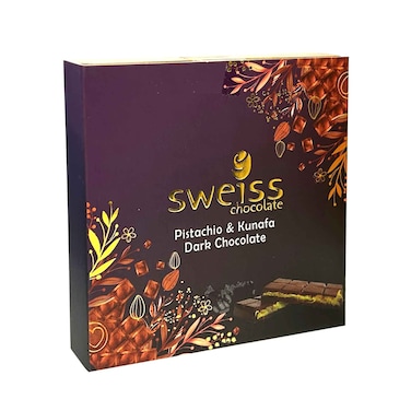 Sweiss Chocolate, Dark Chocolate With Kunafa &amp; Pistachio Filling 100g