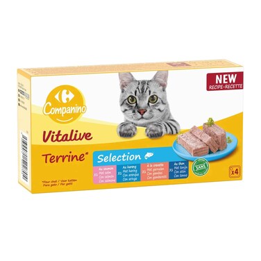 تيرين سمك السلمون والرنجة والتونة من كارفور كومبانينو فيتاليف للقطط البالغة 400 غرام