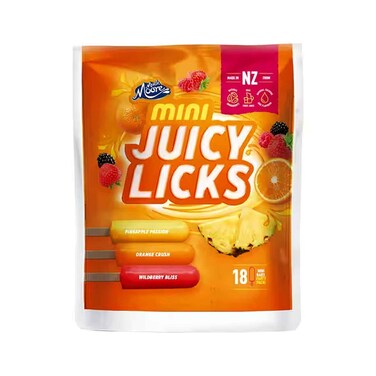 مثلجات ماتش مور 18 ميني جوسي ليكس، مكعبات ثلجية بنكهة الأناناس، البرتقال والتوت البري 684جرام