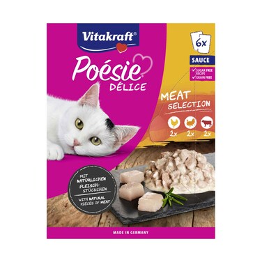 Vitakraft Cat Food Poesie Delice In Sauce, Meat Selection Chicken, Turkey &amp; Beef 85gx6 Pieces