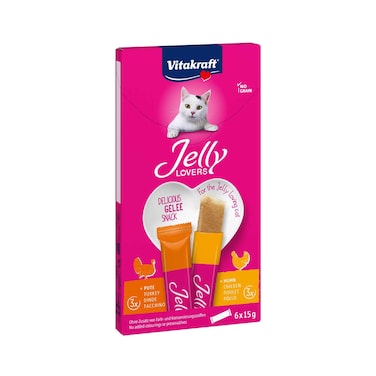 Vitakraft Cat Food Jelly Lovers Snack, Chicken &amp; Turkey 15gx6 Pieces