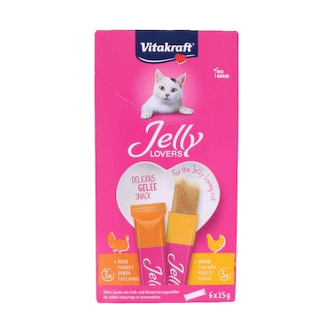Vitakraft Cat Food Jelly Lovers Snack, Chicken &amp; Turkey 15gx6 Pieces