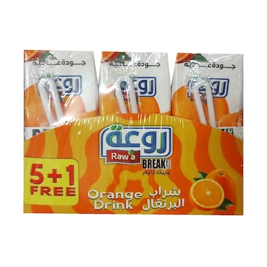 Raw'a Break Time  Long Life Orange Drink 200mlx6 Pieces