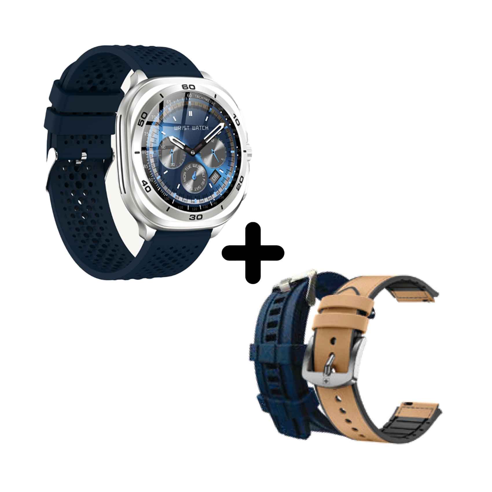 Swiss Military DOM 7 Silver Metal Blue Strap + 2 Strap