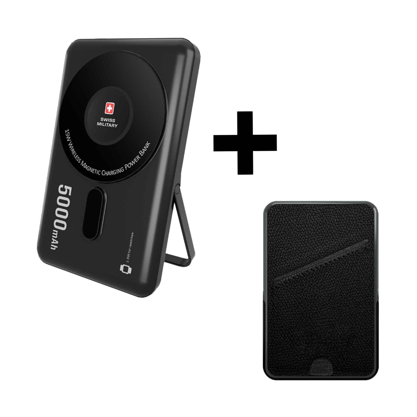 Swiss Military Power Bank 3in1 5000mah Magsafe + Card Holder Black