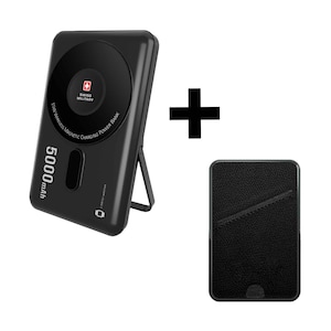 Swiss Military Power Bank 3in1 5000mah Magsafe + Card Holder Black