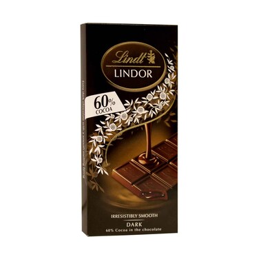 Lindt Lindor Dark Chocolate 60% Cocoa, Irresistibly Smooth 100g