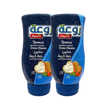 Raw'a Squeeze Spreadable Processed Cream Cheese 400mlx2 Pieces