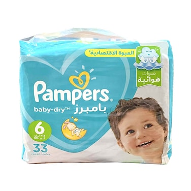 Pampers Baby Dry Diapers Size 6 13+kg Extra Large With 33 Pieces