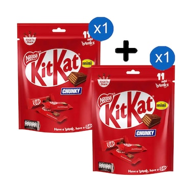 KitKat Chunky 11 Mini Breaks Chocolate Bag 176g + 1 Piece