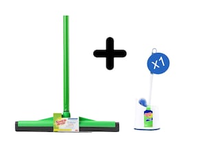 3M Scotch-Brite Squeegee 33cm + Stick, All-Purpose Squeegee, Multi-Function. 1 Set/Pack + 3M Scotch-Brite Toilet Bowl And Rim Brush. 1 Set/Pack