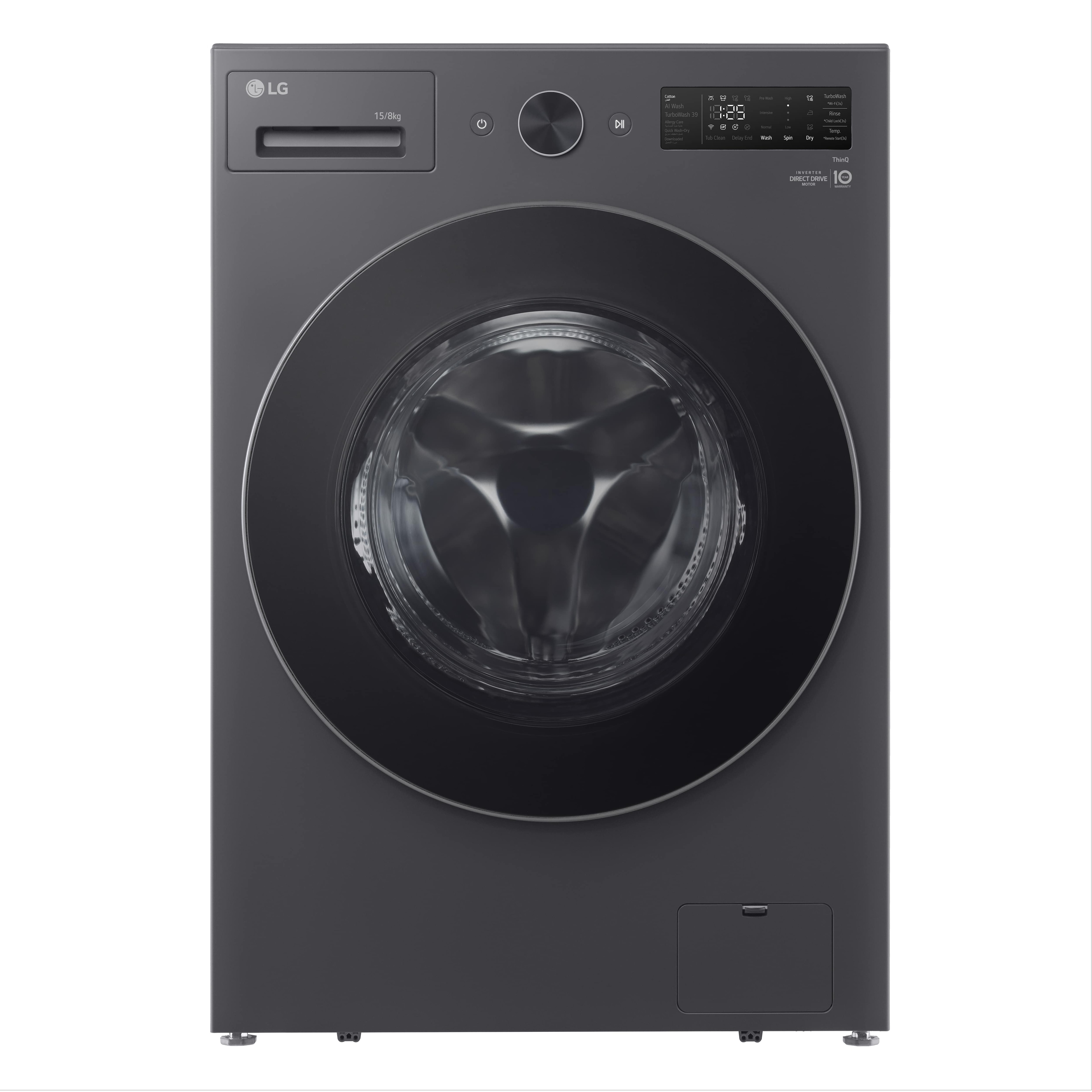 LG Front Load Washing Machine F0Z6DRPK4 Black Washer 15Kg, Dryer 8kg
