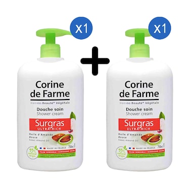 Corine De Farme Shower Cream Sweet Almond Oil 750ml + 1 Piece