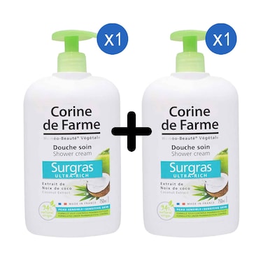 Corine De Farme Shower Cream Ultra-Rich Coconut Extract 750ml + 1 Piece