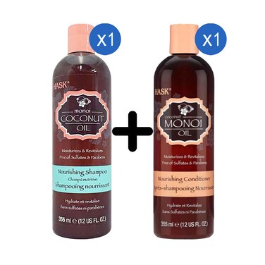 Hask Shampoo Coconut Oil Nourishing 355ml + Hask Hair Conditioner Coconut Oil Nourishing 355ml