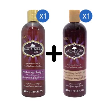 Hask Shampoo Macadamia Oil Moisturizing 355ml + Hask Macadamia Oil Moisturizing Hair Conditioner 355ml