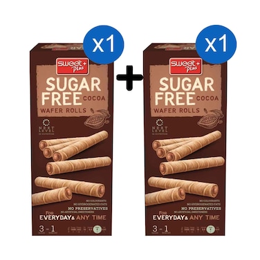 Sweet Plus Sugar Free Cocoa Wafer Rolls 120g + 1 Piece