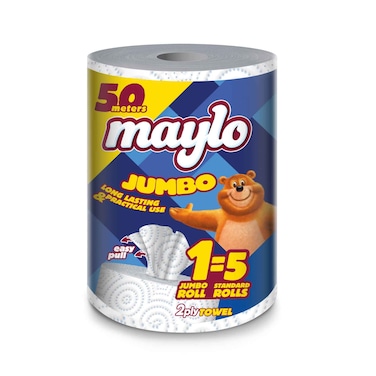 مايلو رول ورق مطبخ جامبو مزدوج، 50 متر