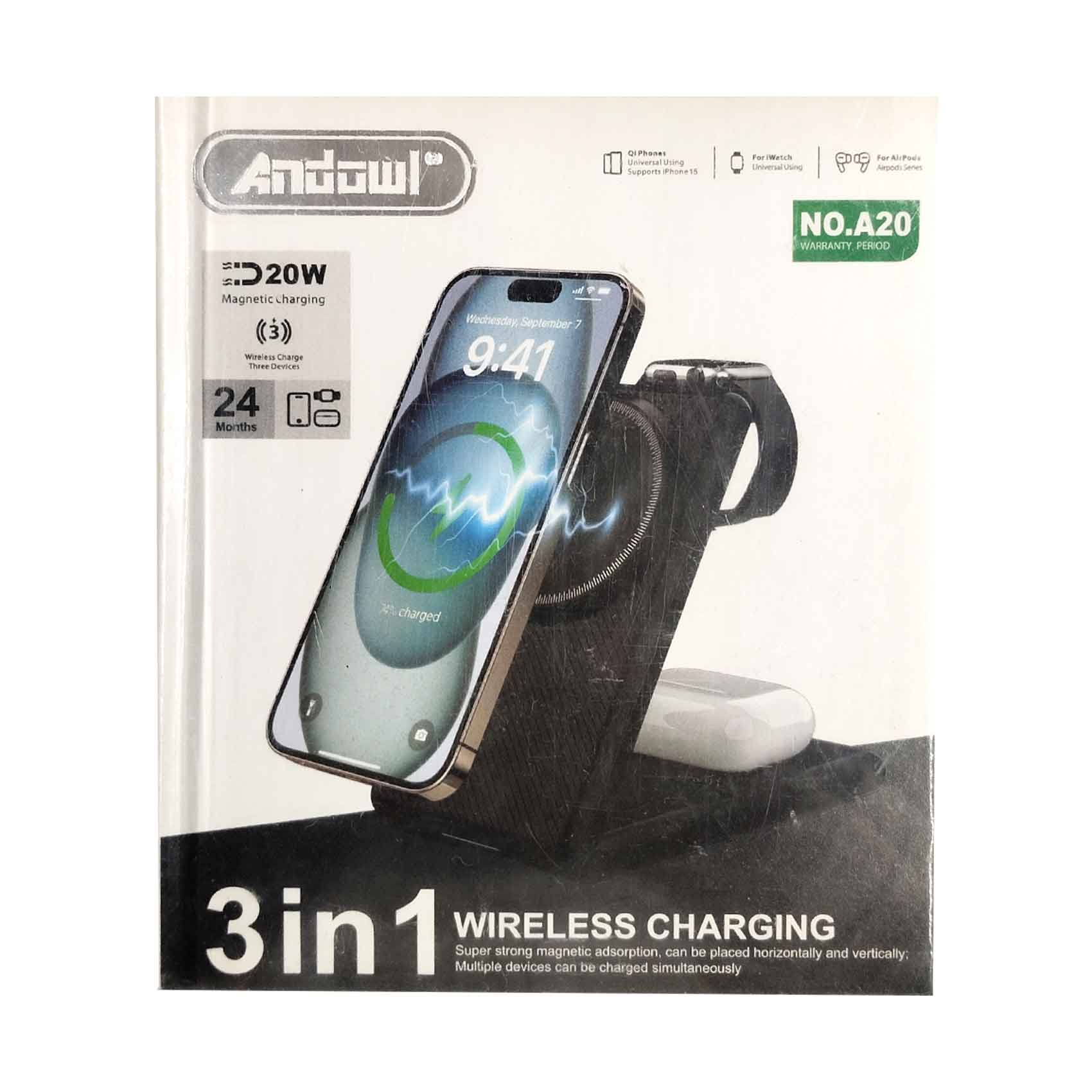 Andowl 3 in 1 Wirelss Charging 20 Watts