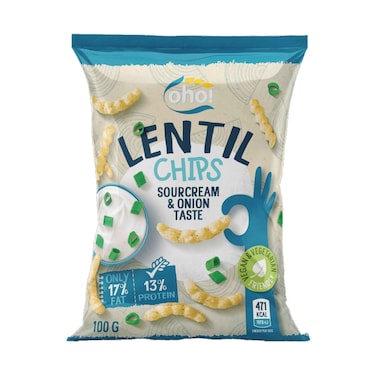 Oho Sour cream and onion lentil chips 100g