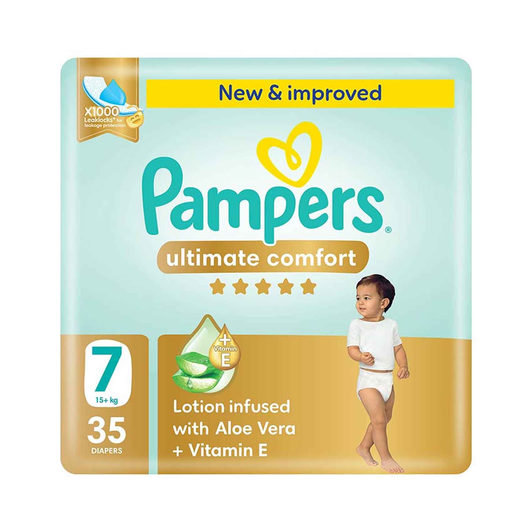 Pampers Ultimate Comfort Taped Diapers Size 7 - 35 Pieces
