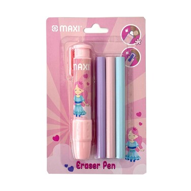 Maxi Retractable Eraser Pencil Style + 3 Pieces Refill, Pink