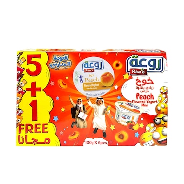 Rawa Flavoured Yoghurt Peach, Low Fat 100gx6 Pieces