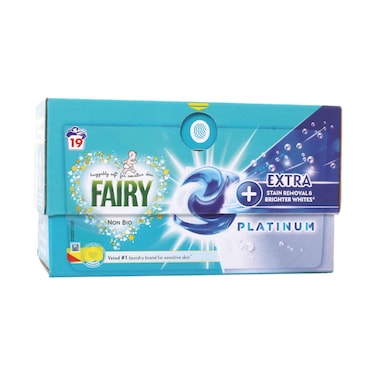 Fairy Platinum Non Bio PODS Washing Liquid Laundry Capsules 19 Washes 440.8g