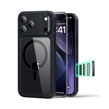 ESR iPhone 17 Pro Classsic Hybrid Magsafe Clear Black Case and Tempered Glass