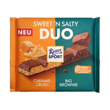 Ritter Sport Chocolate Sweet 'N Salty Duo Caramel Crush &amp; Big Brownie 218g
