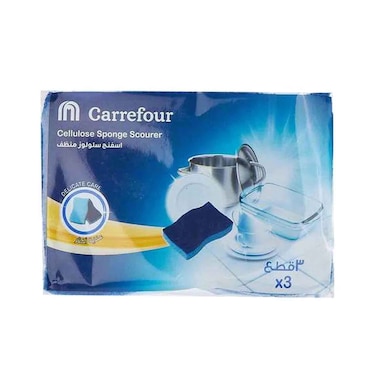 Maf Carrefour Cellulose Sponge Scourer 3 Pieces