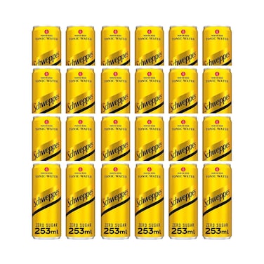 Schweppes Zero Sugar Tonic Water Mixer Drink Can 253mlx24 Pieces