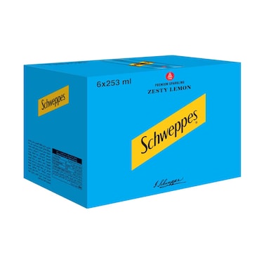مشروب شويبز زستي ليمون الغازي – علبة 253 مل × 6 قطع