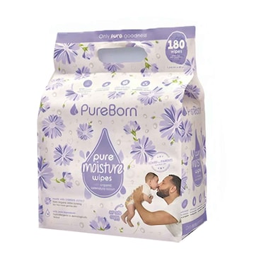 Pureborn Pure Moisture Wipes with Organic Calendula Lotion 180 Pieces