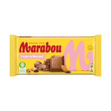 Marabou Frukt &amp; mandel Milk Chocolate with Raisins and Chopped Almonds 90g