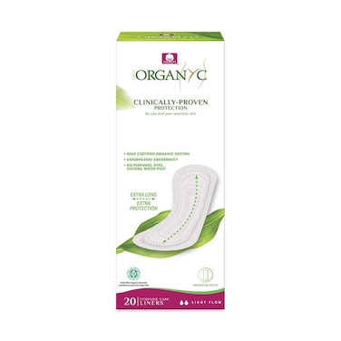 Organyc Cotton Panty Liners Light Flow Extra Long 20 Pieces
