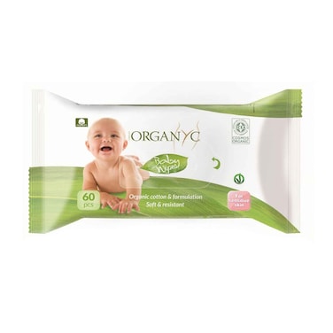 Organyc Baby Wipes Organic Cotton Soft &amp; Resistant 60 Pieces