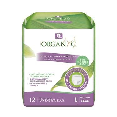 Organyc Protective For Bladder Leaks Underwear Size Large 12 Pieces
